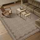 GarveeHome Scalloped Washable 8x10 Rug for Living Room Non-Slip Solid Coffee Modern Minimalism 8 x 10 Rug Low-Pile Carpet for Bedroom Dining Nursery Mat with Rubber Back