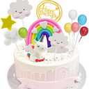 Yisquar Unicorn Cake Decoration 24 PCS Rainbow Cakes Topper Unicorn Birthday Cakes with Rainbow Heart Cloud Balloon Happy Birthday Decoration Ball Cupcake Picks for Boys Girls Party Baby Shower 2 PACK