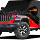 Waterproof Car Cover for Jeep Wrangler 4 Door 2006-2025 JK JL Outdoor Waterproof Sun Rain Snow Hail Protection with Driver Door Zipper