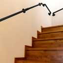 HouseAid 6.6FT Industrial Pipe Wall Handrail, Farmhouse Stairway Railing with 1-1/4 Inch Diameter Pipe, Vintage Style Stairs Handrail, Wall Mounted, Matte Black