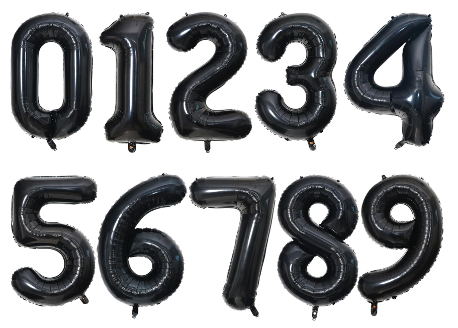 10 Pcs Number Balloons 32 Inch Black 0-9 Number Mylar Foil Balloons Silver Custom Digital Balloons for Birthday Party Engagement Graduations Anniversary Baby Shower Decor Party Supplies