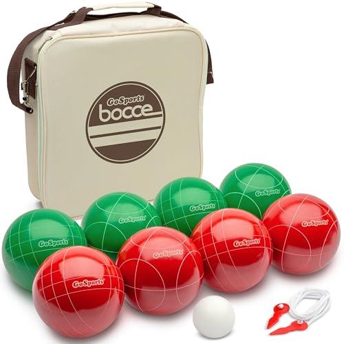 GoSports 100 mm Regulation Bocce Set with 8 Balls, Pallino, Case and Measuring Rope - Premium Official Size Set