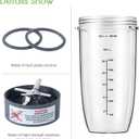 New Blender Cup and Blade Replacement Parts 32oz Cup and Extractor Blade and 2 Rubber Gaskets 4-Piece Compatible with NutriBullet High-Speed Blender/Mixer System 600W/900W Series