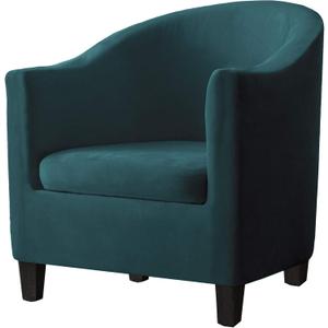 2 Piece Velvet Tub Chair Covers for Armchairs,Spandex Tub Chair Slipcovers,Stretch Tub Chair Slipcover Furniture Protector Cover Sofa Slipcover for Tub Chair (Blue Teal,1)