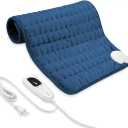 Electric Heating Pad for Back Pain Relief, Heating Pads for Cramps, Auto Shut Off, Machine Washable, Heating pad for Neck and Shoulder, Knee, Arms, Legs, etc. (Dark Blue, 24‘’×12‘’)