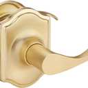 EHOMEWARE 1 Pack Interior Gold Door Handles, Keyless Closet Door Knobs, Passage Door Knobs No Lock, Wave Style Lever Door Handle, Reversible for Left/Right Handed Doors, Satin Brass Finish