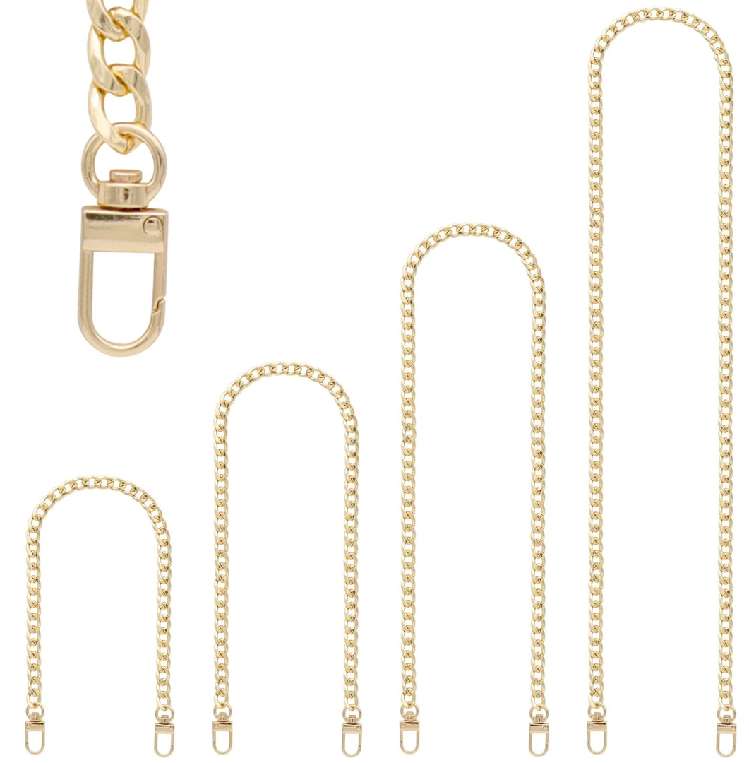 4 Pieces Different Sizes Iron Replacement Flat Chains Iron, Metal Chain Strap for DIY Purse Handbag Shoulder Crossbody Bag Clutch (15.4 Inch, 23.6 Inch, 31. 4 Inch, 47.2 Inch) Gold