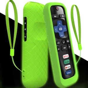 Cover for Roku Stick Remote, Case Compatible with Hisense TV Controller, Silicone Sleeve for TCL Smart TV Control Holder Glow in The Dark Green