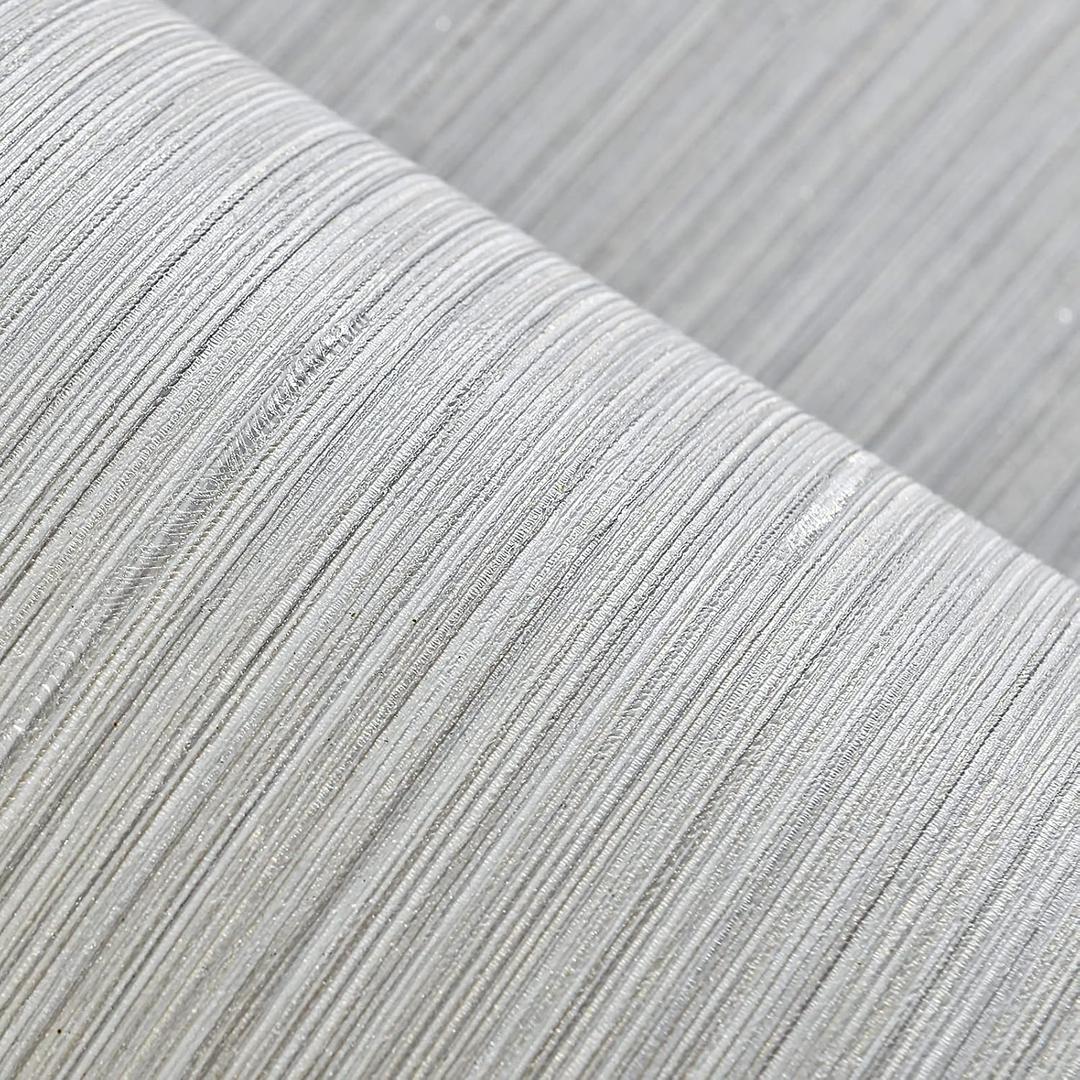 Haimin Grasscloth Wallpaper Textured 24in X 393in Fabric Contact Paper Wall Paper Textured Linen Peel and Stick Self-Adhesive Thick Vinyl Embossed Film Wallpaper (Beige Grey)