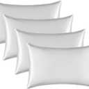 Satin Silk Pillowcase for Hair and Skin, Black Pillow Cases Standard Size Set of 4 Pack Super Soft Pillow Case with Zipper Closure (Ivory, Standard(4 Pack))