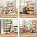 OSCHF 3-Tier Wooden Open Bookcase - Modern Display Bookshelf with Top Edge and Solid Wood Frame for Home and Office, Storage Cabinet, Warm White