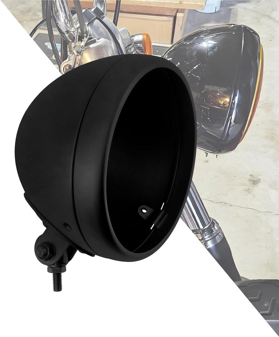 Motorcycle 7" Headlight Housing 7 Inch Head Lamp Bucket Fit for Harley Dyna Softail FX Custom Sportster XL (Black)