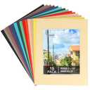 Prudiut 15 Pack 11x14 Picture Mats, Mixed Colors Frame Mattes for 8 x10 Pictures Photo Frame Mat Core Bevel Cut Mat Board Show Kit for Photos, Prints, Artworks