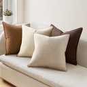 Pack of 4,Decorative Linen Soild Throw Pillow Covers Soft Accent Cushion Case Boho Farmhouse Neutral Pillowcase for Couch Sofa Bedroom Living Room Home Decor 20 x 20 Inch Reddish Brown