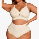 OYOANGLE Women's Plus Size Swimsuits 2 Piece Textured Twist Ruched Bathing Suit High Waisted Bikini Sets, Size -2XL