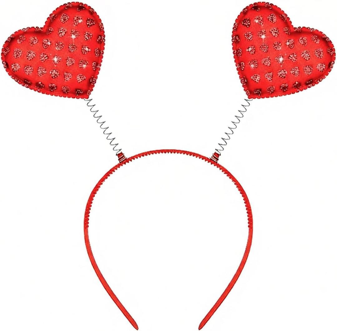 2 x CHUN-YAN Heart Headband - Glitter Valentines Headbands for Women - Valentines Day Accessories Costume Love Decorations Party Favors Outfit