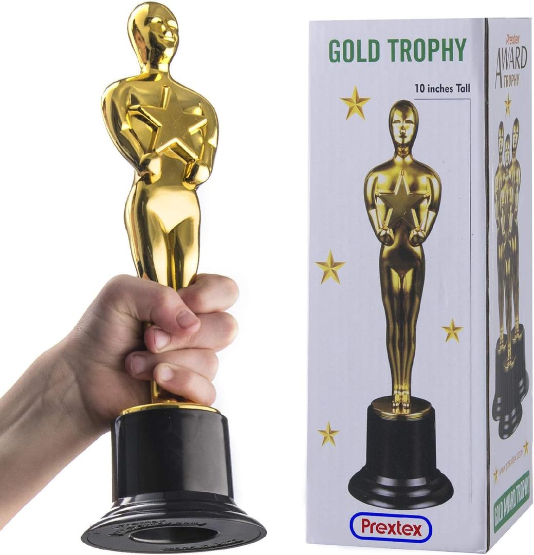 PREXTEX Golden Statues Trophy Award - Awards and Trophies for Party Celebrations, Award Ceremonies, and Appreciation Gifts - Ideal for Competitions, Rewards, and Party Favors for Kids & Adults