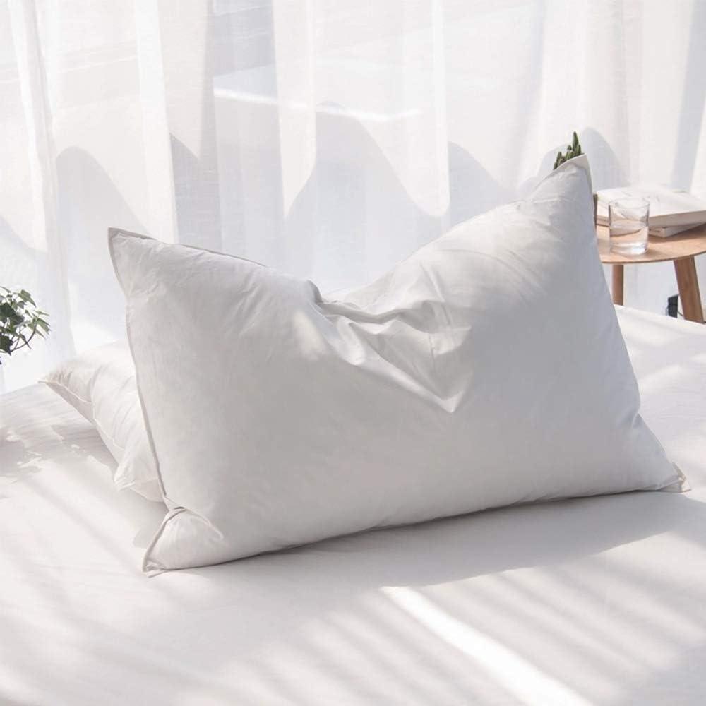 Luxury Feathers Down Pillows Standard Size Set of 2, Hotel Quality Fluffy Bed Pillows, Soft Pillows for Sleeping, Organic Cotton Cover(20x26, Pack of 2)