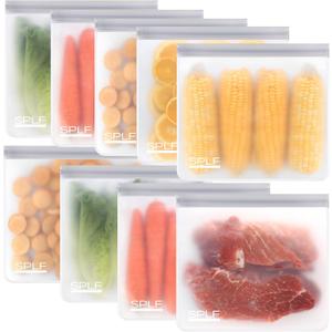 SPLF 9 Pack Reusable Gallon Freezer Bags Dishwasher Safe, Gray
