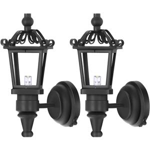 TOYANDONA 2pcs Dollhouse LED Wall Sconces 1: 12 Scale Wall Lamp Simulation Miniature Furnitures for DIY Dollhouse Living Room Mini Toy Wall Lamp Models Black