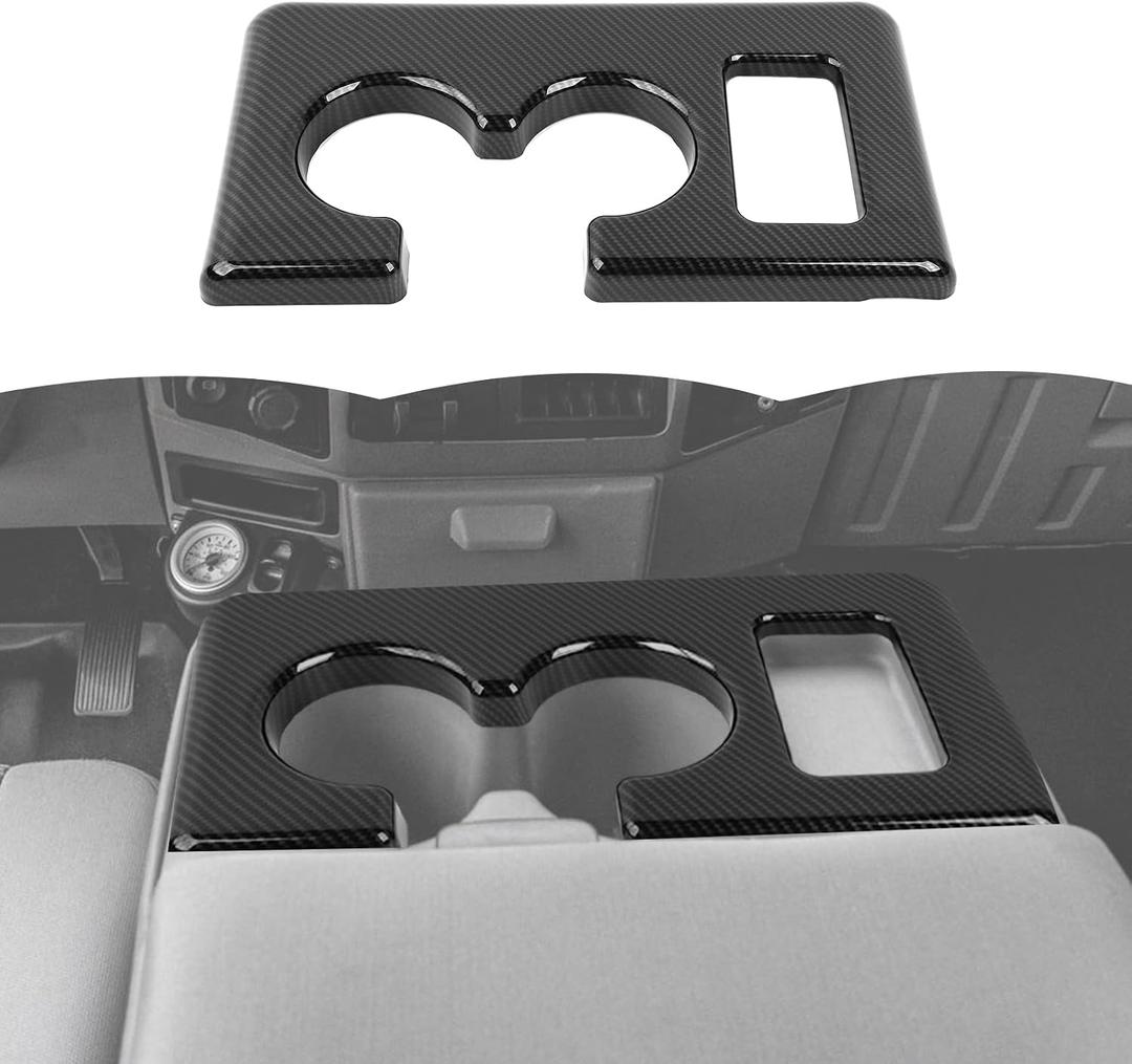RT-TCZ Armrest Cup Holder Panel Cover Trim Center Consoles Interior Accessories for Ford F250/F350/F450/F550 2008-2016 (Black Carbon Fiber)