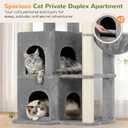 Globlazer Cat Tree Tower for Indoor Cats, Sturdy Adult Cat Tree House for Large Adult Cats with 2 Platform, 6 Cat Scratching Post, 2 Cat Caves, Dangling Toys, S63, 63 inch, Light Grey