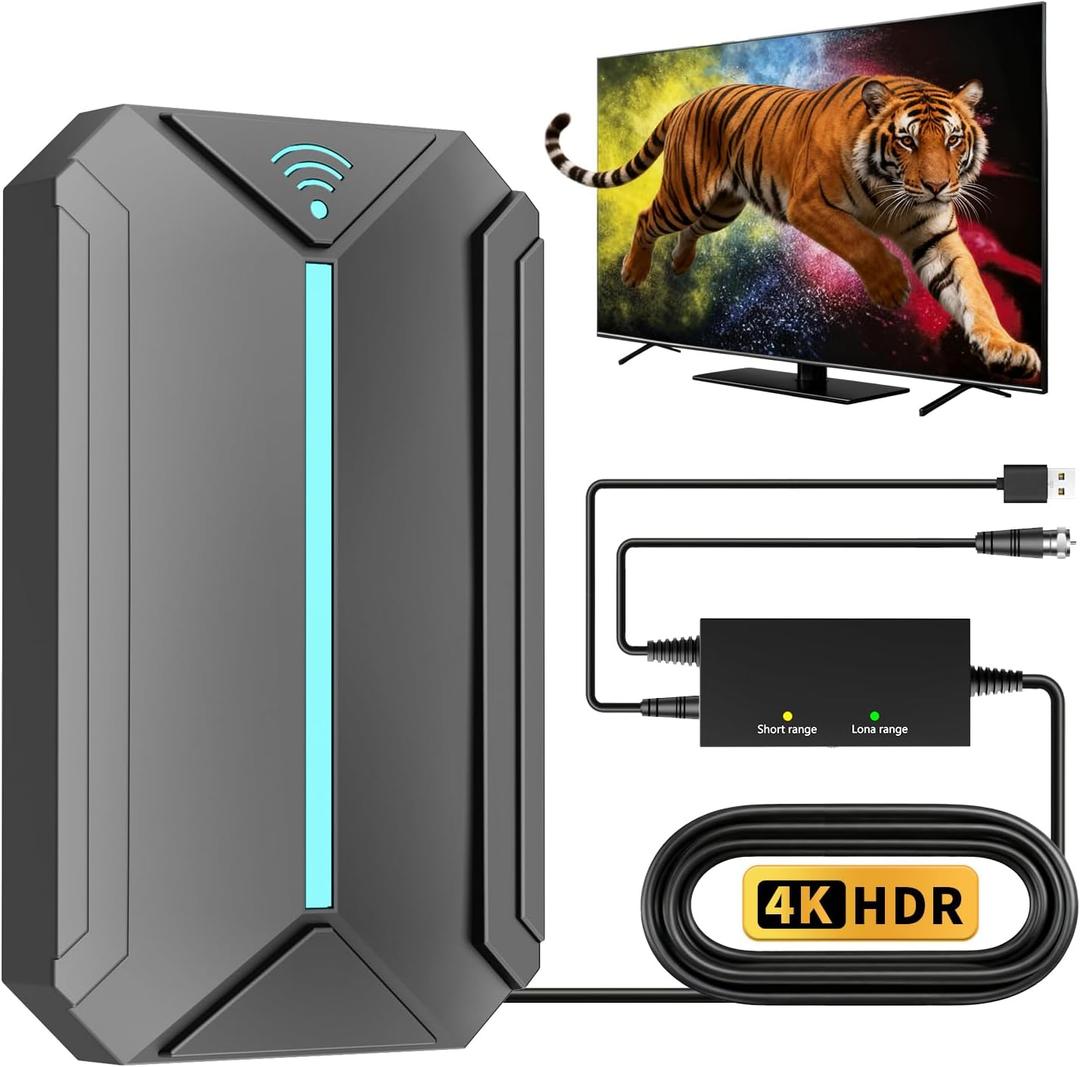 TV Antenna Indoor for Local Channels, Digital Antenna for Smart TV, Amplified Signal Booster Long Range Reception with 1200+ Miles,Supports 4K 1080p HD, Long Range Antenna for HDTV Without Cable