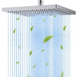 Hibbent Thickness Metal Rain Shower Head, 10 Inch High Pressure Rainfall Shower Head, Square Large Bathroom Waterfall Shower Heads, High Flow Fixed Showerheads with Adjustable Brass Ball Joint, Chrome