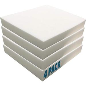 2" x 20" x 20" High-Density Upholstery Foam Padding, Thick Custom Pillow, Chair and Couch Cushion Replacement, Craft Supplies for Upholstery and Seat Repair, 4 Pack, Size: 2" x 20" x 20"