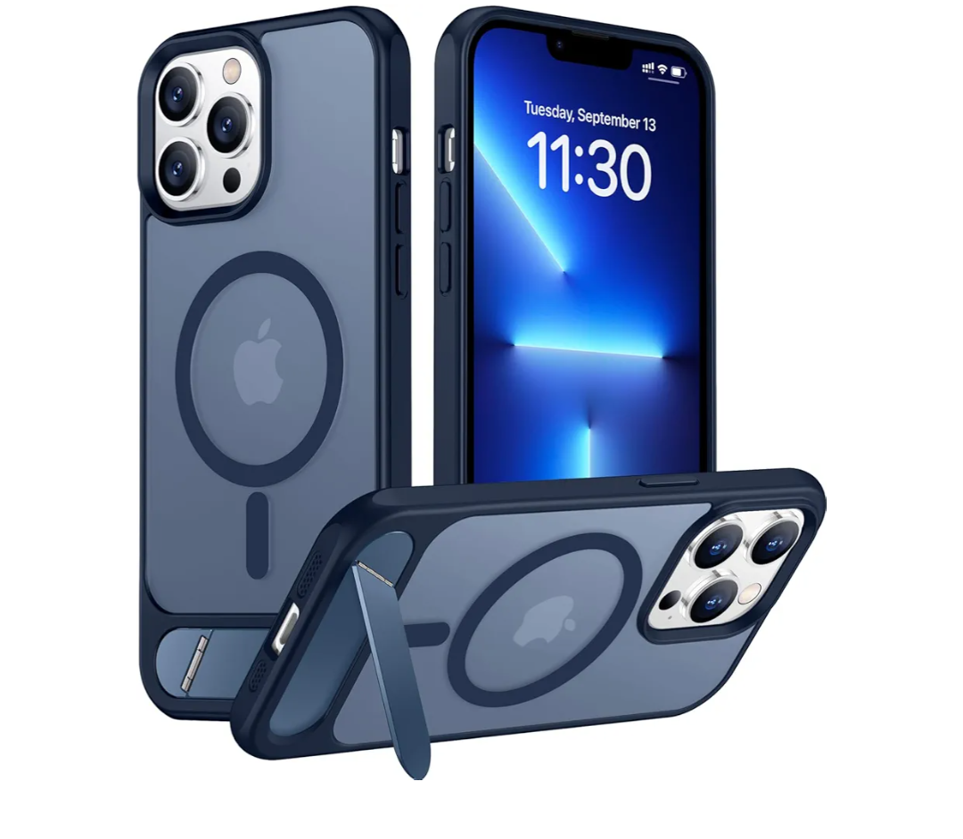 Temdan Magnetic Compatible with iPhone 13 Pro Max Case, [Built-in Invisible Kickstand][Compatible with MagSafe] [Military Grade Shockproof] Slim Translucent Matte Phone Case for iPhone 13 Pro Max 6.7"