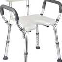 U Shower Chair Seat for Senior up to 350lb Capacity with Padded Armrests for Bathtub Slip Resistant Shower Seat Adjustable Height Shower Chair