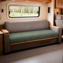 Waterproof RV Dinette Cushion Covers - Stretch Fabric Camper Seat Slipcover Replacement, Washable RV Couch Cover Designed for Camper Car Bench (Sofa 1 Bench Cover, Green)