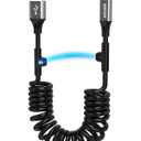 AGVEE 5ft Coiled Short USB to Lightning Charging Cable [MFI Certified] 3A Fast Charger Cord in Car for iPhone 14/13/12/11/XS/8/7/6/5 CarPlay, iPad, iPod, Dark Gray