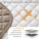 Reclining Sectional Couch Covers 100% Waterproof Velvet L Shape Recliner Sofa Cover for Dogs Pets Washable Anti Slip Recliner Slipcovers with Pockets (5 Seat Sofa with 1 Console, Khaki)