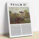 Psalm 27 Wall Art Vintage Flower Landscape Painting the Lord Is My Light Wall Art Bible Verse Prints Christian Pictures Jesus Artwork for Living Room Christian Scripture Posters 16x24inch Wood Framed