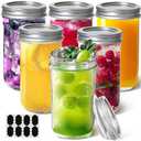 ComSaf 12 oz Mason Jars with Lids 6 Pcs, Canning Jars with Seal Bands, 12 oz Glass Jar with lid for Soft Drinks, Fruit Juice, Vegetable Juice, Jam, Jelly, Sauce, Dessert, Overnight Oats, Pickles