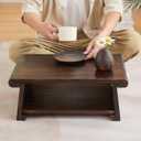 Japanese Altar Table,Folding Floor Table,Wood Small Low Meditation Table,Coffee Table for Living Room, Brown,19.7" x 11.8" x 7.9"