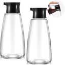 2 Pcs 9.6 OZ Soy Sauce Dispenser Large Glass Cruet Dispenser for Olive Oil Vinegar Soy Sauce Containers Oil and Vinegar Bottle Set for Kitchen Cooking Barbecue(Black)