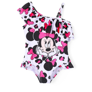 Disney Mickey and Friends Girls One Piece Swimsuits Ruffles Swimwear Beach Sport Bathing Suit 7-8Y