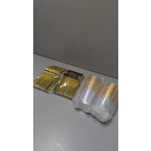 22 Water Plastic Cups, 26 Pcs Forks And Spoons (Gold)