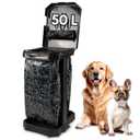 Dog Poop Trash Can Outside Use - 50L/13 Gal Outdoor Dog Waste Container with Lid - Odor Free Waste Station for Backyard - Poop Bag Holder with Dispenser - Includes 10 Heavy Duty Waste Bags