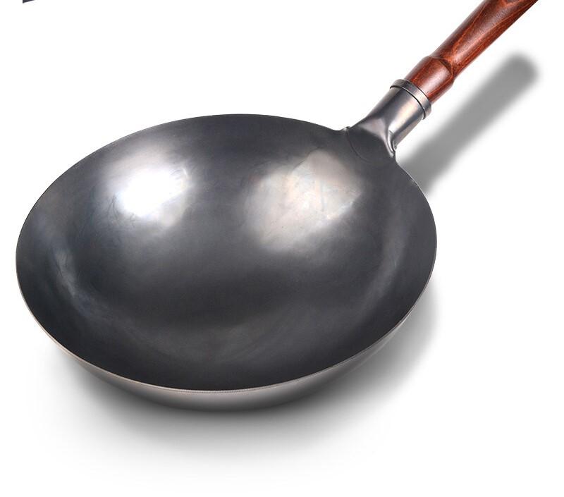 welsteepse Carbon Steel frying pan, Carbon Steel skillet,Traditional Hand Hammered Wok,13 Inch,frying pan,skillet,wok pan White