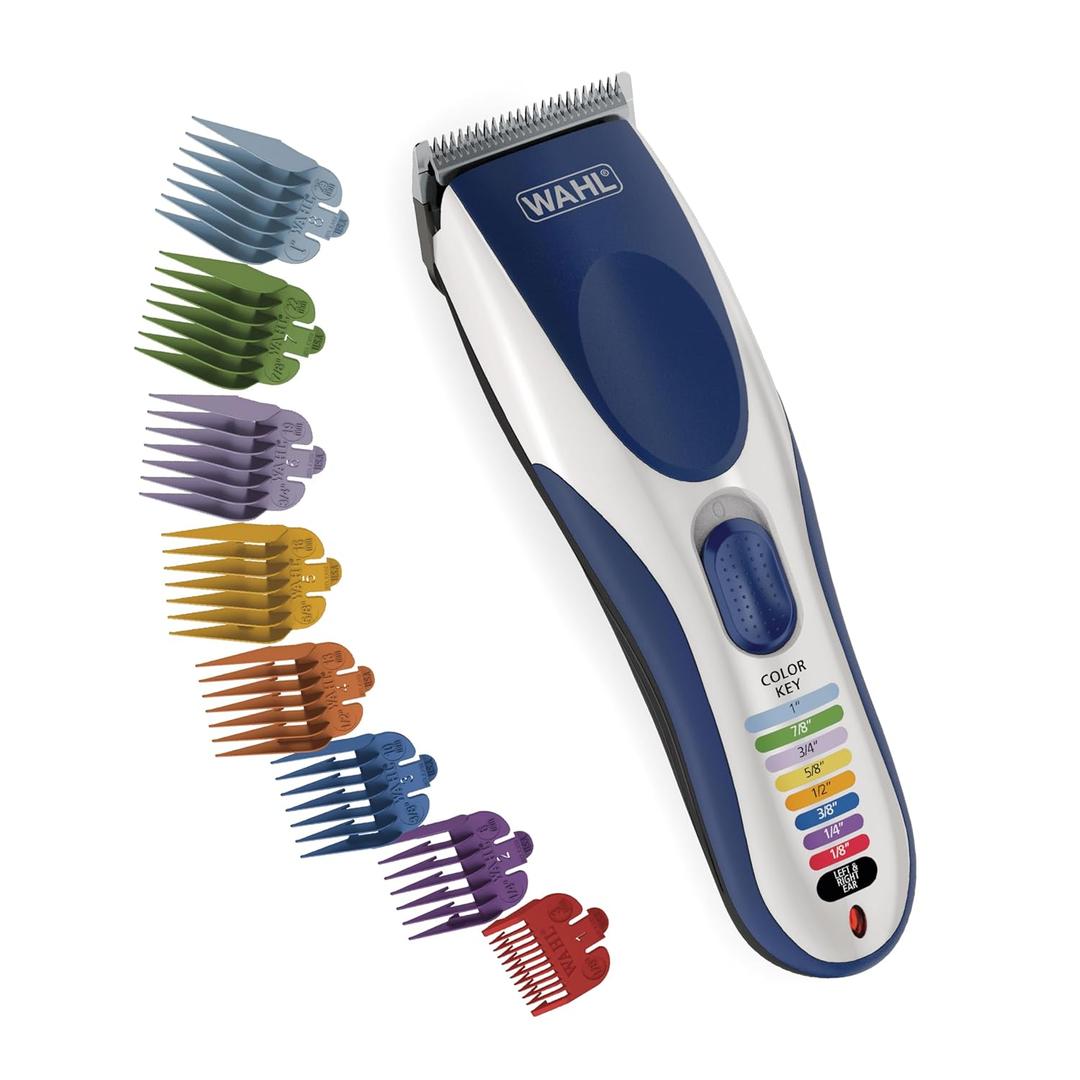 Wahl Color Pro Cordless Rechargeable Hair Clipper & Trimmer Easy Color-Coded Guide Combs - for Men, Women, & Children Model 9649P