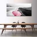 YCPRIMER Pink Canvas Wall Art Beach Black and White Picture for Living Room Large Artwork for Wall Decor Coastal Ocean Seascape Painting bedroom Decoration Above Bed Size 29x58inch