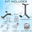 Blulu 2 Set TV Antenna Chimney Y-Mount Kit 18ft Galvanized Steel Straps Stainless 4 Inch Standoff Pole Mast Wall Mounting Heavy Duty for Cb Ham Home Outdoor Weather Station