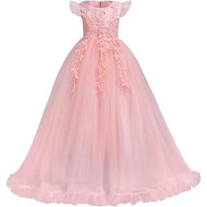 Flower Girls Maxi Dress Bridesmaid Wedding Pageant Party Princess Communion Floral Boho Vintage Lace Dance Gown 130