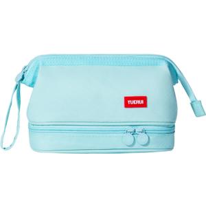 Pencil Case - 2-Layer Large Capacity Aesthetic Pencil Pouch with Strong Zipper, Handheld Stationery Organizer Pen Case with Compartments for College, office, Travel, for Women Men (Blue)