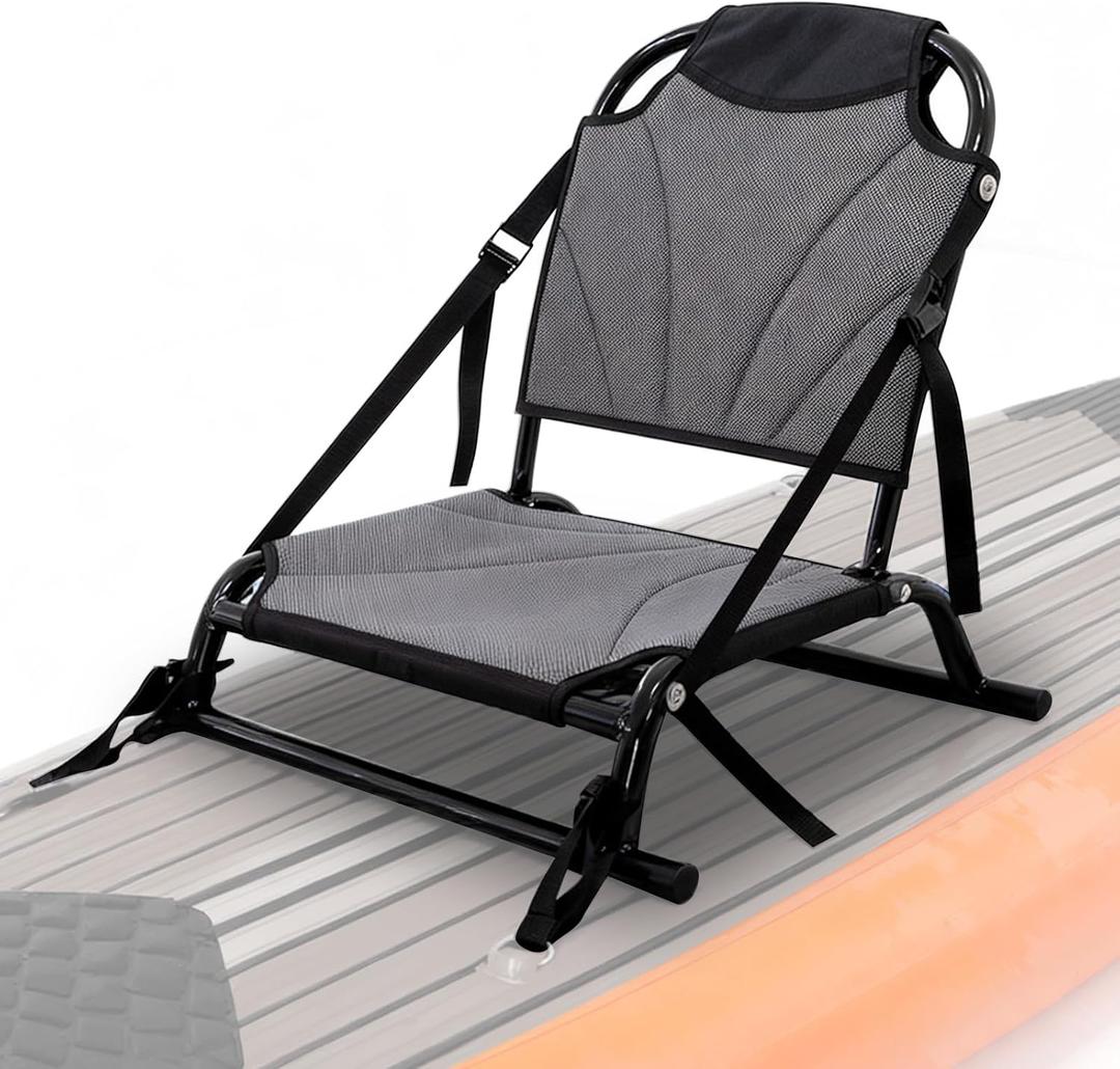 DUNDOO Kayak Seat with Back Support, Aluminum Frame Kayak Seat, Dual Mount for Inflatable Kayak, Sup Board & Sit-On-Top Kayaks, Strap & Rail Mount, Comfortable & Stable