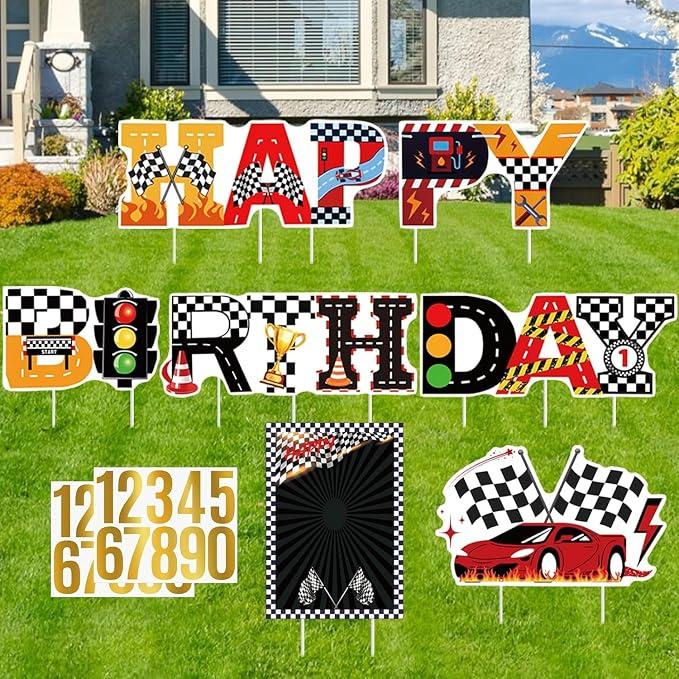 Race Car Birthday Party Decorations, Happy Birthday Yard Signs, Racing Theme