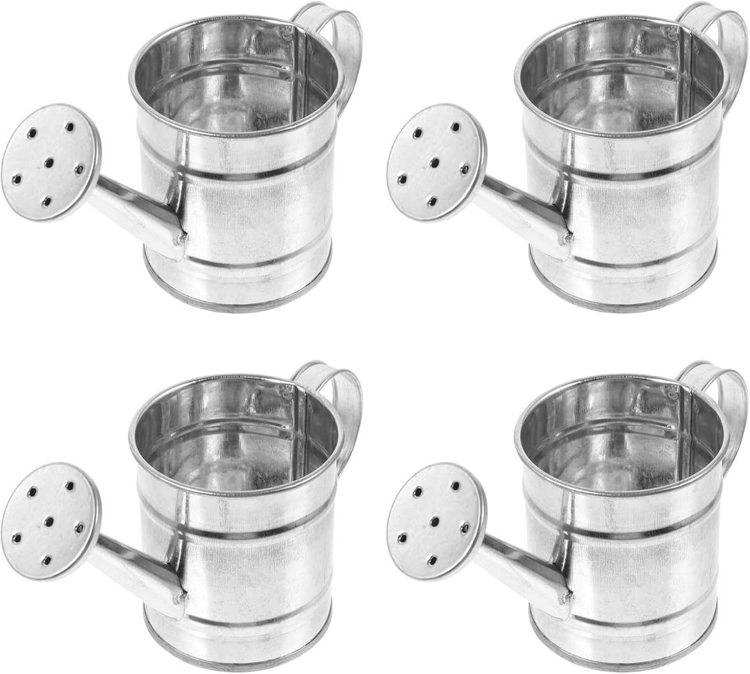 4-Pack Mini Galvanized Metal Watering Cans for Kids Crafts DIY Indoor Plants | Tiny Small Watering Pots for Home Decor Garden Flowers and Plants
